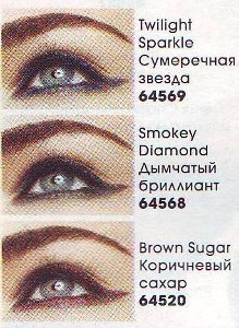 Декоративная косметика Avon. Карандаш для глаз "Диамант". Палитра оттенков